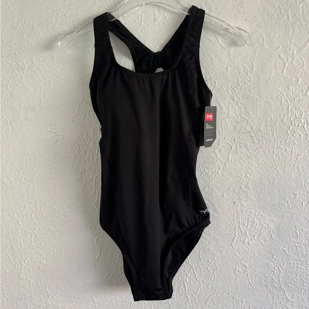 TYR Durafast Elite Max Splice Controlfit One Piece Swimsuit Black Sz 6 - Picture 2 of 5